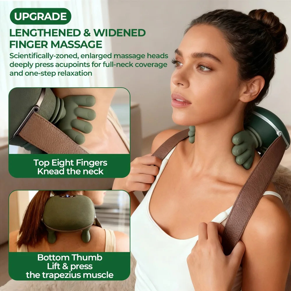 Bionic Finger Neck Shoulder Massager Wireless Neck Cervical Trapezius Kneading Massage Shawl Brushless Motor Neck Massager